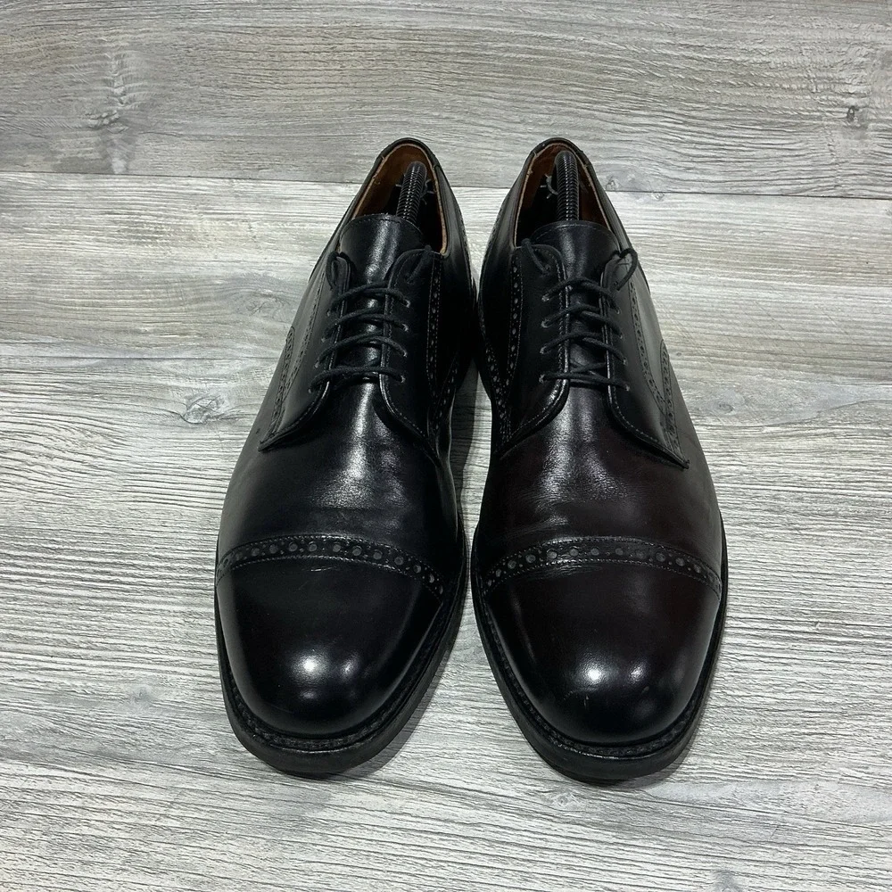 Allen Edmonds Mens 10.5 B Narrow Bentley Black Leather Cap Toe Oxford Shoes